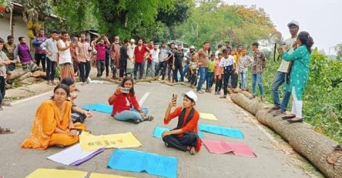 তীব্র তাপদাহের মধ্যেই হবিগঞ্জ-শায়েস্তাগঞ্জ সড়কের হাজার হাজার গাছ কেটে উজার