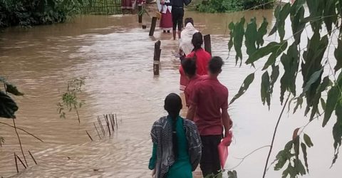 চুনারুঘাটে ডুবন্ত সাঁকো দিয়ে মৃত্যু ঝুঁকি নিয়ে ছাত্রছাত্রীর পারাপার