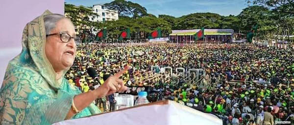 মানুষ পুড়িয়ে সরকার হঠানো যায় না : সিলেটে শেখ হাসিনা