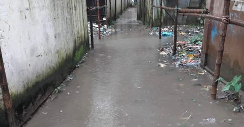 জগন্নাথপুর পৌরসভা ড্রেনের অভাবে সড়কে দুর্ভোগ