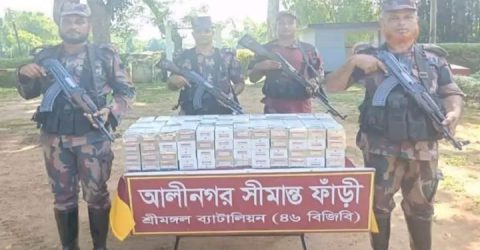 বিজিবির অভিযানে কুলাউড়ায়  বিপুল ভারতীয় বিড়ি-সিগারেট জব্দ