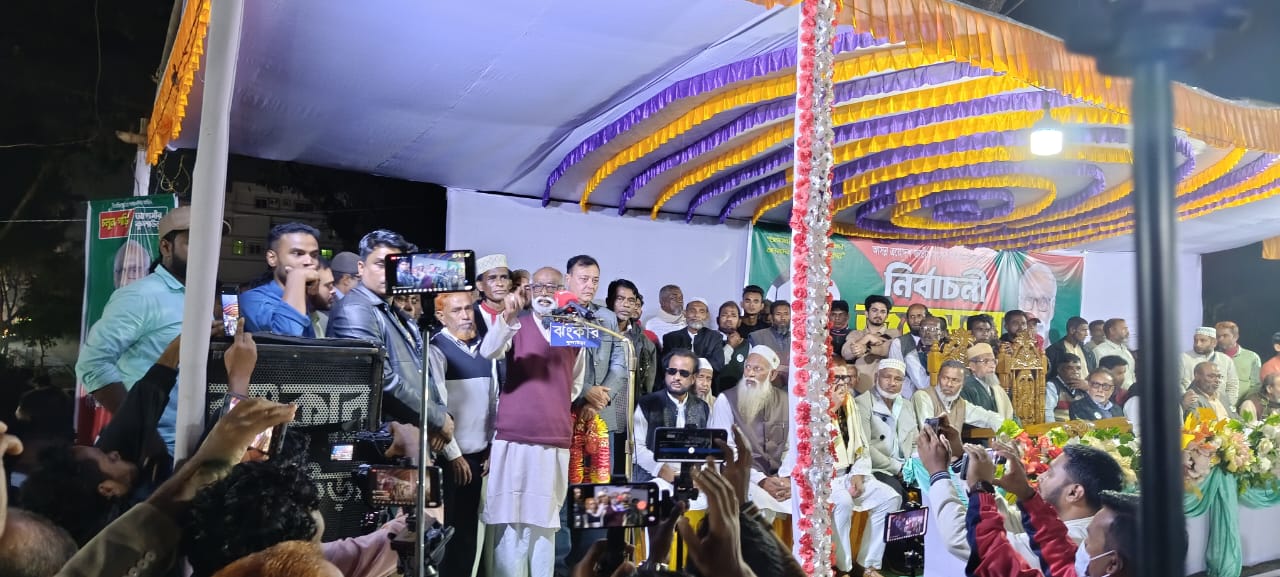 কুলাউড়ায় নির্বাচনী জনসভায় নওয়াব আলী আব্বাছ খানঃ আমি   বিজয়ী হলে কুলাউড়াকে শান্তির জনপদ হিসেবে গড়ে তুলবো।