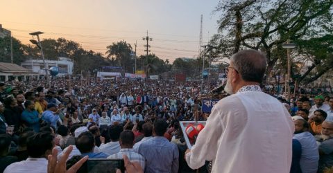কুলাউড়ায় প্রচারণার শেষ দিনে ধানের শীষের বিশাল  মিছিল