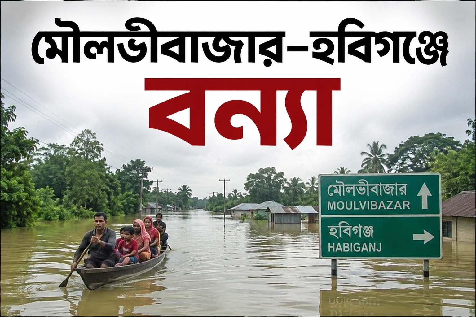 মৌলভীবাজার–হবিগঞ্জে বন্যার পানি কমলেও কাটেনি দুর্ভোগ, পানিবাহিত রোগের শঙ্কা