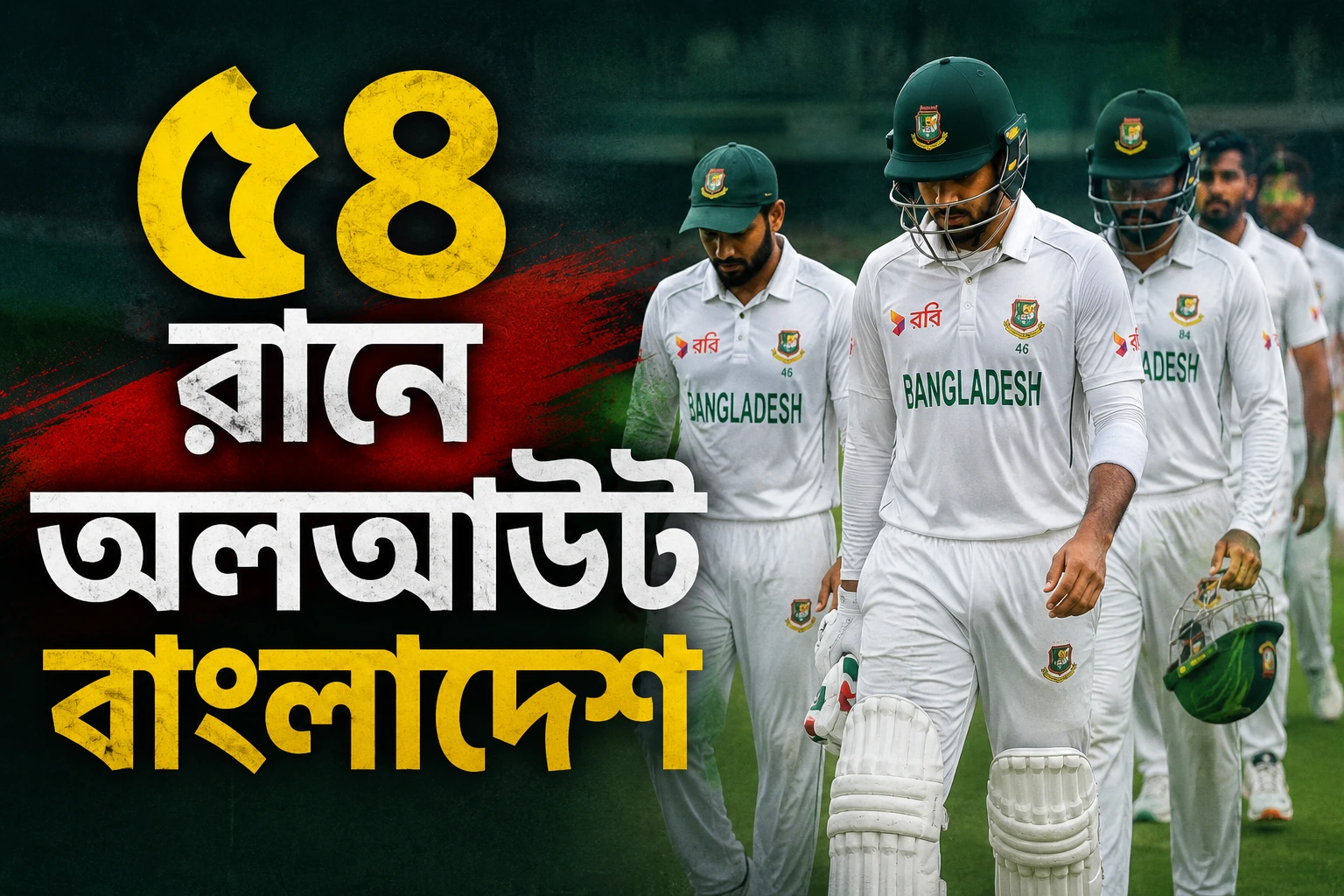অস্ট্রেলিয়ার বিপক্ষে টেস্টের আগে বড় ধাক্কা, ৫৪ রানে অলআউট বাংলাদেশ